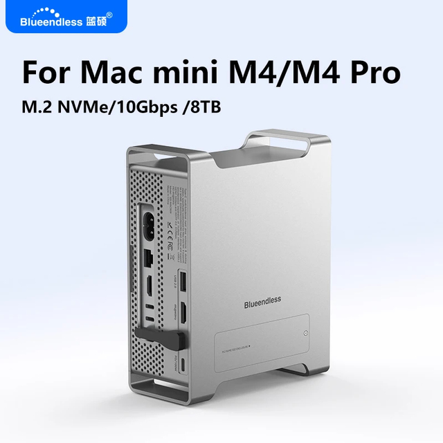 Lightning-Fast NVMe SSD Expansion Base for Mac Mini M4 10Gbps USB-C Hub, 4K60Hz HD MI SD/TF4.0 Slots Integrated Stand