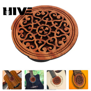 HIVE Cache-sonotéle pour <span class=keywords><strong>guitare</strong></span> folk et électrique 40-41 pouces en bois massif naturel, avec gravure fine, fonction anti-écho et anti-Feedback - Product Image 3