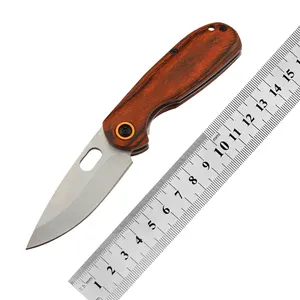 Mini cuchillo de bolsillo portátil de supervivencia para exteriores, plegable, para senderismo, Camping, cuchillo de madera