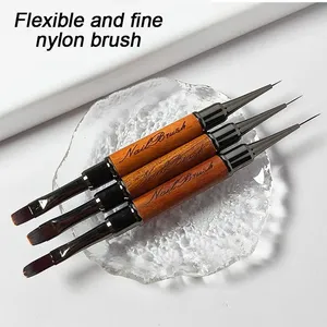 New 1pcs Double-end <b>Nail</b> Pen <b>Nail</b> Art Brushes Builder Gel French <b>Nail</b> Gradient Brush Small Thin Manicure Brush <b>Tool</b> XJS05 - Product Image 1