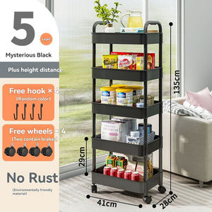 3/4/5단 이동식 플라스틱 수납 카트, 주방/욕실/간식 보관용 스탠딩형 설치 - Product Image 5