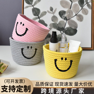 Cotton <b>rope</b> woven desktop key <b>storage</b> <b>basket</b>, handmade cross-border miscellaneous items organizer box, pure handmade rattan - Product Image 5
