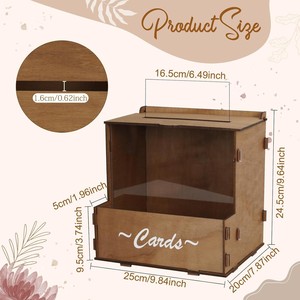 Wooden Wedding Card <b>Box</b> 25x20x24.5cm Rectangle Slot Gift <b>Box</b> For Cards <b>Party</b> Use - Product Image 1