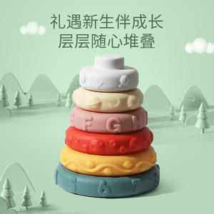 Nuevo producto sensorial educativo Montessori juguete de anidación de silicona suave, anillos apilables de silicona, anillos apilables de silicona para bebés - Product Image 2