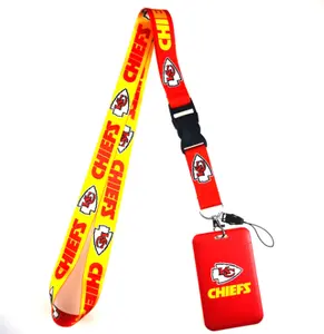 Soporte de 50x2,5 cm personalizado de Kansas City Chiefs con cordón, llave de plástico duro de poliéster