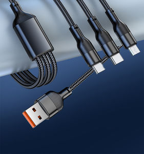 Câble USB 3-en-1 tressé en nylon 1,2 m, charge ultra-rapide 3A 66W, cordon de données <span class=keywords><strong>Micro</strong></span> USB Type C pour téléphones mobiles 13 14 - Product Image 3