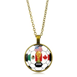 Collier pendentif punk en alliage <span class=keywords><strong>Coupe</strong></span> <span class=keywords><strong>du</strong></span> <span class=keywords><strong>Monde</strong></span> de Football 2026 Amérique Canada et Mexique, accessoires unisexe pour fans, chaîne de pull - Product Image 4