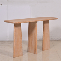 Nouvelle arrivée, table d'appoint rectangulaire en bois massif naturel, faite à la main, style luxe léger, pour mariage ou événement, avec trois pieds