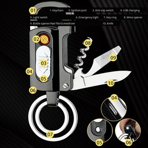 Dericsson Portachiavi 9-in-1 con Accendino, Apribottiglie, Accendino <span class=keywords><strong>USB</strong></span> Ricaricabile, Accendino Elettronico con Torcia LED - Product Image 2