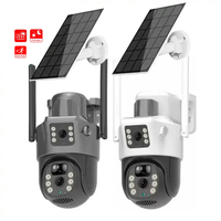 Surveillance extérieure solaire Mode faible consommation 2MP + 2MP affichage pixel ultra clair Caméra interphone vocal bidirectionnelle
