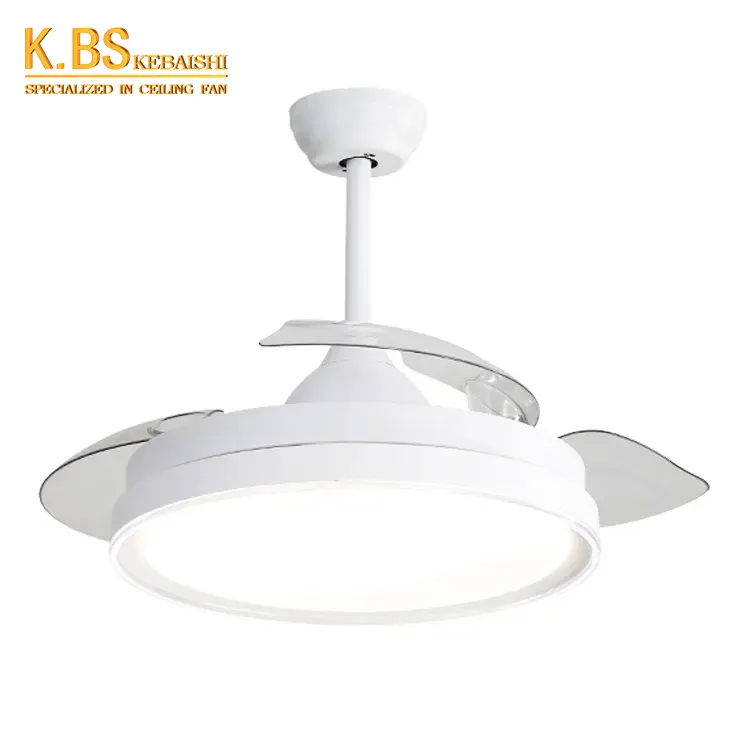 42'' Retractable Ceiling Fans With Light Remote Dimmable LED 3 Color Changing Bladeless Ceiling Fan With Light