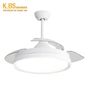 42'' Retractable Ceiling Fans With Light Remote Dimmable LED 3 Color Changing Bladeless Ceiling Fan With Light