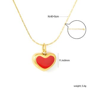 Collar de Acero Inoxidable con Colgante de Corazón Rojo Romántico, Chapado en Oro de 18K, para Mujer - Product Image 2
