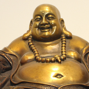 Chinese Style Brass Maitreya Buddha Figurine Golden Bronze Handmade Sculpture For Home Decor - Product Image 4