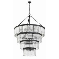 Lustre LED en cristal de luxe noir, design moderne américain 2026, pour salon de villa, hôtel et décoration intérieure