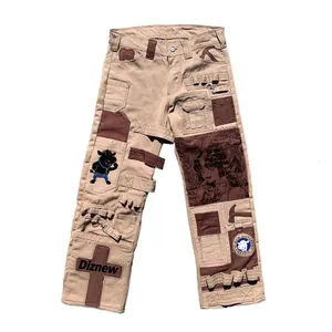 DiZNEW Streetwear Patchwork Cargo Pants Jogging Embroidered Outdoor Tactical Pants Cargo Pants