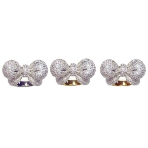 Wholesale Elegant Ribbon Bow Knot Design 18k Solid White Gold Natural VS SI Round Diamond Jewelries Unique Fancy Ring for Women - Product Image 4