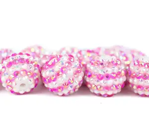 20mm gemischte Farbe gestreifte Harz Strass Kugel Perlen für Kinder Bubblegum Halskette Schmuck herstellung