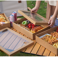 Emballage alimentaire en carton ondulé biodégradable Boîtes à gâteaux Fenêtre pour boulangerie pour sandwichs Gâteau Camping Utilisation en pique-nique Plateau en papier