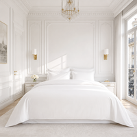 Ensemble de literie de luxe pour hôtel 5 étoiles, 6 pièces, simple, 40S, 100% coton satiné, blanc uni, 200TC, haute densité