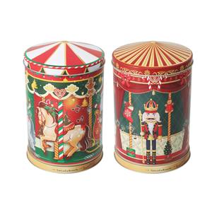 Caja de música de hojalata con decoración navideña DIAM. 13CM de alto, 20CM de diámetro. - Product Image 1