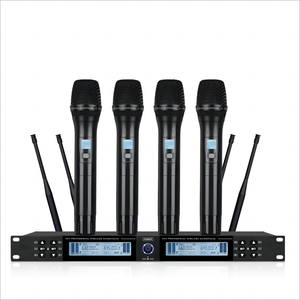 Chuyên nghiệp dài phạm vi nhạy cảm cao UHF Bốn cách đài phát thanh tiếng ồn hủy bỏ kim loại micro không dây - Product Image 1