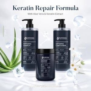 Eunomia <span class=keywords><strong>Trio</strong></span> de Soins Capillaires Réparateurs à la Kératine 800ml/1000ml Shampooing & Après-Shampooing avec Masque Capillaire pour Cheveux Secs, Frisés et Abîmés - Product Image 5