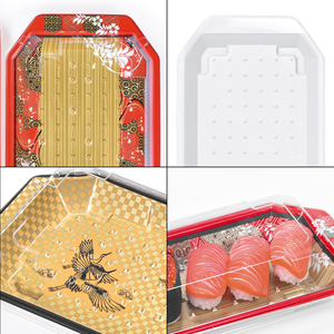 แพ็คเกจ Sunzza ทองความผิดปกติความหนาวัสดุ PET ป้องกันฝาปิดอาหารฝรั่งภาชนะซูชิป้องกันการลื่นไถลกล่องซูชิพลาสติกทิ้ง - Product Image 6