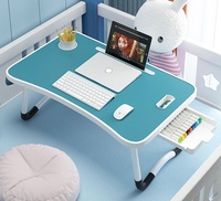 Bureau d'Ordinateur Portable pour Télétravail, Support d'Étude Portable avec Porte-Gobelet, Table Pliable pour Ordinateur Portable et Lit avec Tiroir