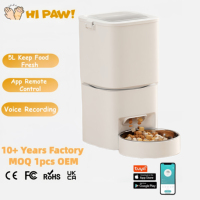 Distributeur de nourriture intelligent pour animaux de compagnie 5L, commande par application, robot intelligent pour chat et chien de petite et moyenne taille, distributeur automatique de nourriture pour animaux de compagnie, distributeurs de nourriture pour animaux de compagnie Wifi
