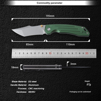 Couteau de poche pliable EDC Hongrui en acier D2 avec manche en aluminium, personnalisable OEM, coffret cadeau, pour randonnée et camping en extérieur, couleur verte