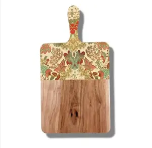Placa de grelha de bambu colorida estampada, bandeja de queijo de bambu, madeira de acácia