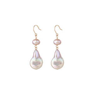 Pendientes de Perlas Barrocas WENCHI 1619 para Mujer, Color Rosa Morado, Accesorio Elegante Natural - Product Image 3