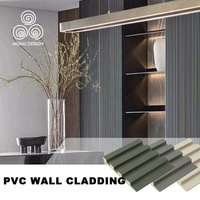 MUMU-paneles de pared de vinilo curvo para baño, azulejos 3D, revestimiento de madera de PVC para Interior acanalado, con función impermeable
