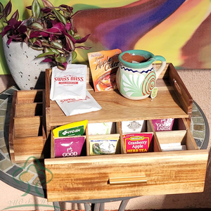 Organizzatore per Bustine di Tè in Legno di Acacia, Espositore Rettangolare da Bancone, <span class=keywords><strong>Contenitore</strong></span> in Legno per Stazione del Tè, Porta Bustine di Tè - Product Image 2