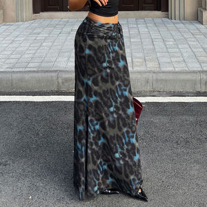 Falda Midi de Malla con Estampado de Leopardo para Mujer, Cintura Alta, Estilo Envolvente Transparente, Elegante, Ajustada, Informal, para Fiesta, Estilo Retro - Product Image 4