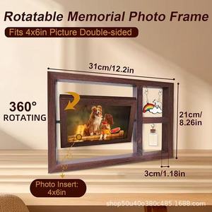 Wooden Rotating <b>Photo</b> <b>Frame</b> <b>Double</b> Side Tabletop Solid Wood Pet Growth Commemorative Ornament Horizontal Rectangular - Product Image 5