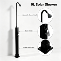 Douche solaire extérieure 9L, douche sur pied pour piscine, noire, 118 cm
