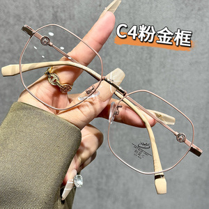 Monture de lunettes géométrique en métal 31296, protection anti-lumière bleue, unisexe, monture complète, verres plats, origine Taizhou - Product Image 3