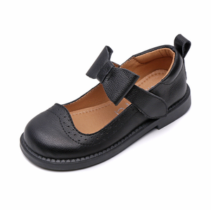 Zapatos Escolares para Niños al por Mayor, Zapatos Planos de Cuero Genuino con Lazo Negro - Product Image 6