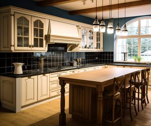 خزائن مطبخ ملونة خشبية كاملة بتصاميم حديثة عالية الجودة من الشركة المصنعة مع خزانة تلفزيون - Product Image 5