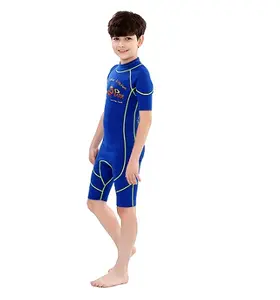 Wholesale Fancy Design Boy Short Sleeve Blue Swimsuit Kids Swimwear 2mm Wetsuit Child Shorty Wetsuit