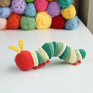 Gran oferta, juguete de orugas coloridas de ganchillo 100%, juguete de oruga hambrienta de ganchillo hecho a mano, muñeco de Animal de punto de peluche para niños - Product Image 5