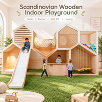 Grande structure de jeu modulaire en bois pour intérieur avec toboggan, tunnel, piscine à balles et balançoire pour maternelle et centre d'activités pour enfants