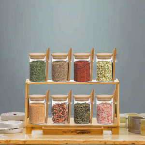 Borosilicate Glass <b>Spice</b> <b>Jar</b> Set Bamboo Airtight Lid Food Storage Containers Round Kitchen Pantry Canisters - Product Image 3