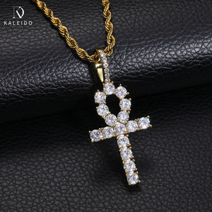 Pendentif croix hip-hop Kaleido en gros, serti <span class=keywords><strong>de</strong></span> pierres CZ en laiton, bijoux pour hommes et femmes - Product Image 5