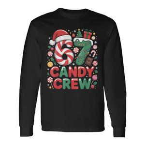 67 Candy Crew Christmas Holiday T-shirt a maniche lunghe con stampa digitale unisex per adulti - Product Image 1