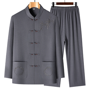 Ropa <span class=keywords><strong>Tradicional</strong></span> Étnica China, Hanfu <span class=keywords><strong>de</strong></span> Manga Larga para Hombres <span class=keywords><strong>de</strong></span> Mediana Edad y Mayores, Ropa Étnica Ligera para Papá - Product Image 4