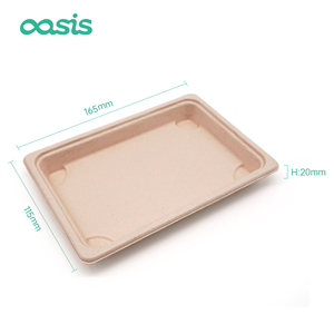 Oásis Personalizado Verde Biodegradável Descartável Açúcar Papel Placa Prato Fast Food Bandeja Talheres Eliminação Lunch Box - Product Image 2