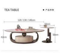Wohnzimmermöbel Runder Ovaler Moderner Beistelltisch Luxuriöser Edelstahl Smart Marmor Couchtisch mit Schublade